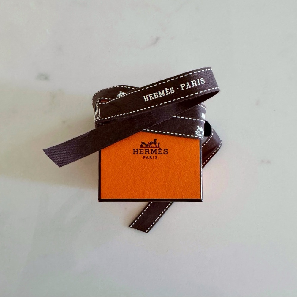 Hermès Small Signature Orange Gift Box & Grosgrain Ribbon Set